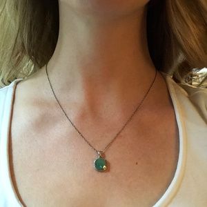 Jade cushion cut necklace